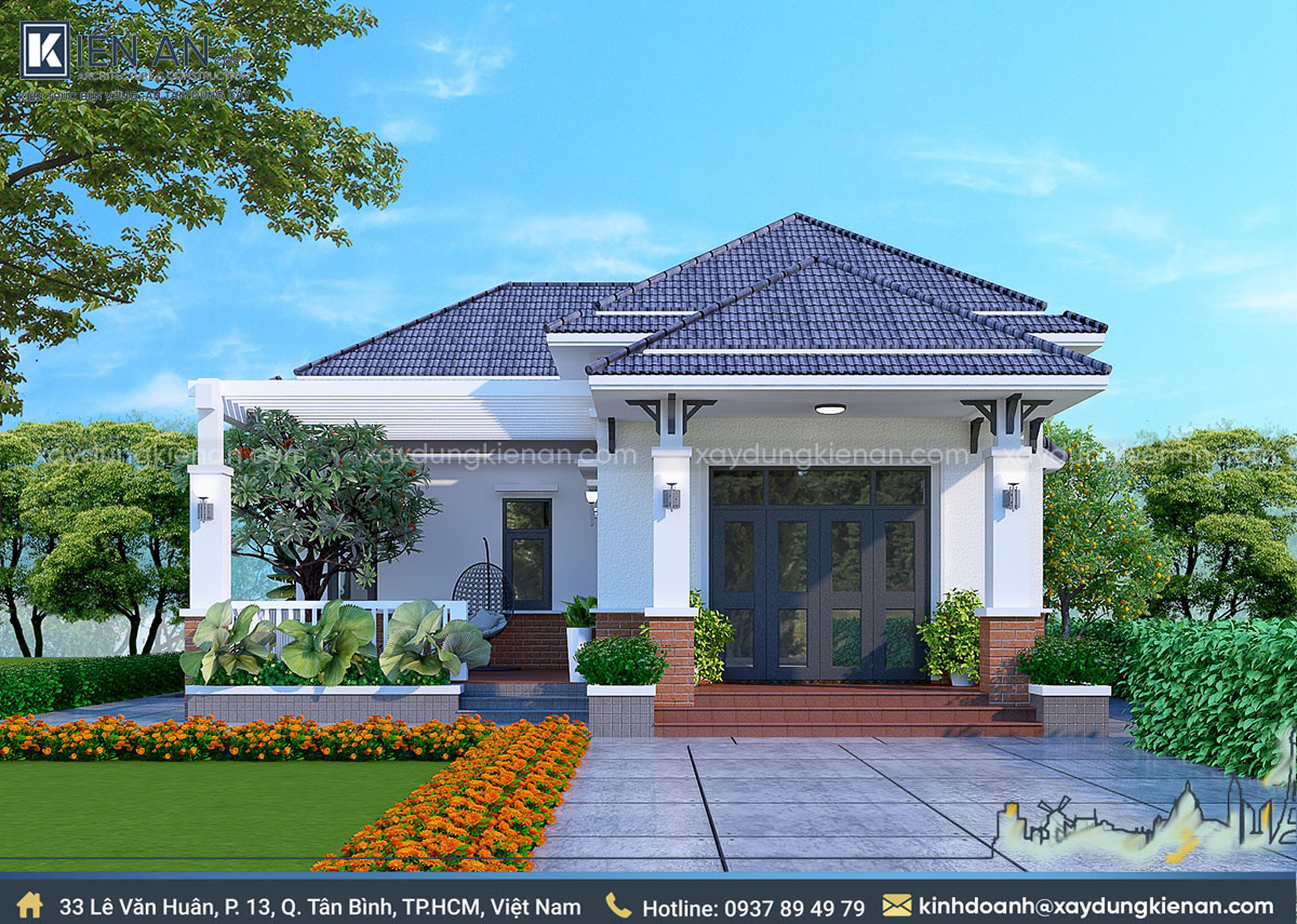 Thiết kế biệt thự mini 1 tầng mái thái nét đẹp nhà ở Việt Nam  LOUIS