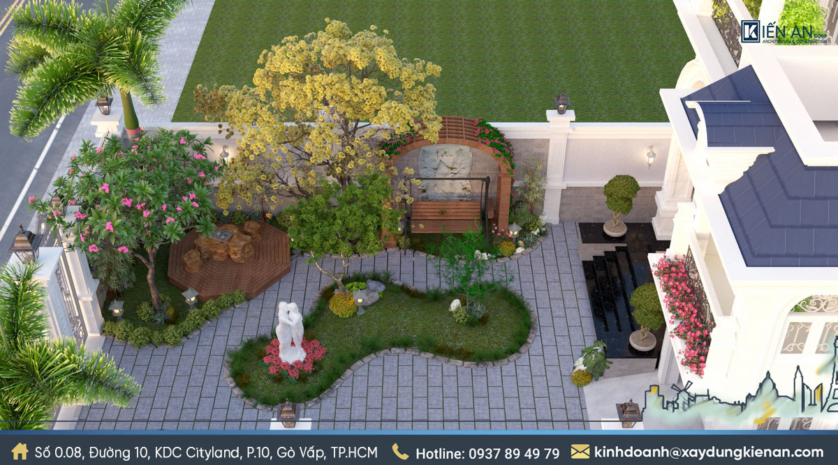 Nên phân bổ sân vườn ở các sân trước, sân sau, ban công, sân thượng và thậm chí là bên hông nhà
