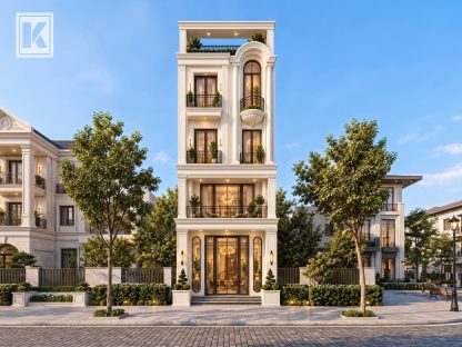 Mẫu nhà mặt tiền 5m tân cổ điển 5 tầng sang trọng đẳng cấp tại Xây Dựng Kiến An